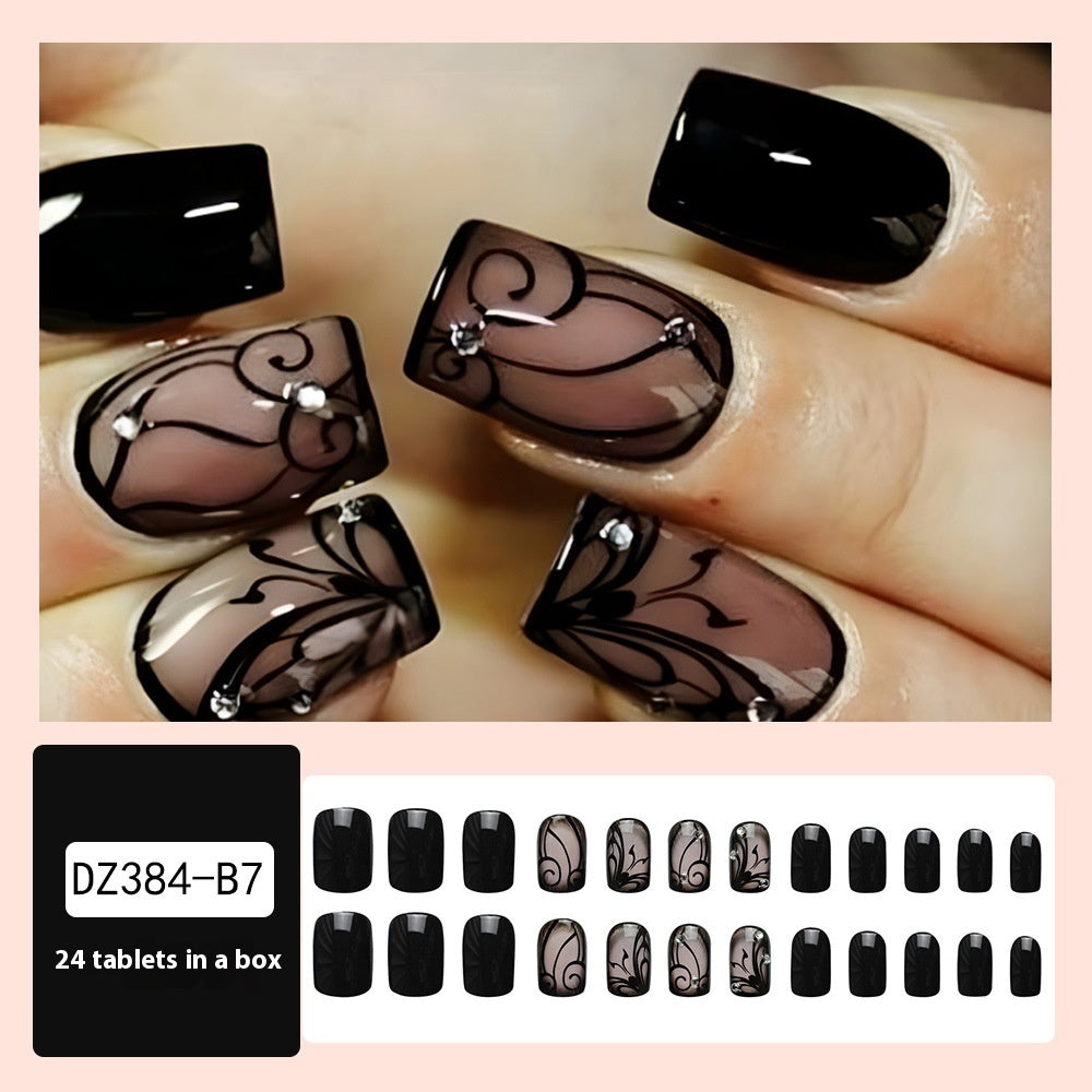 Dark Vine Black Press-On Nails — Gothic Wearable Fake Nails | Jelly Glue Included — Prime Trend Market