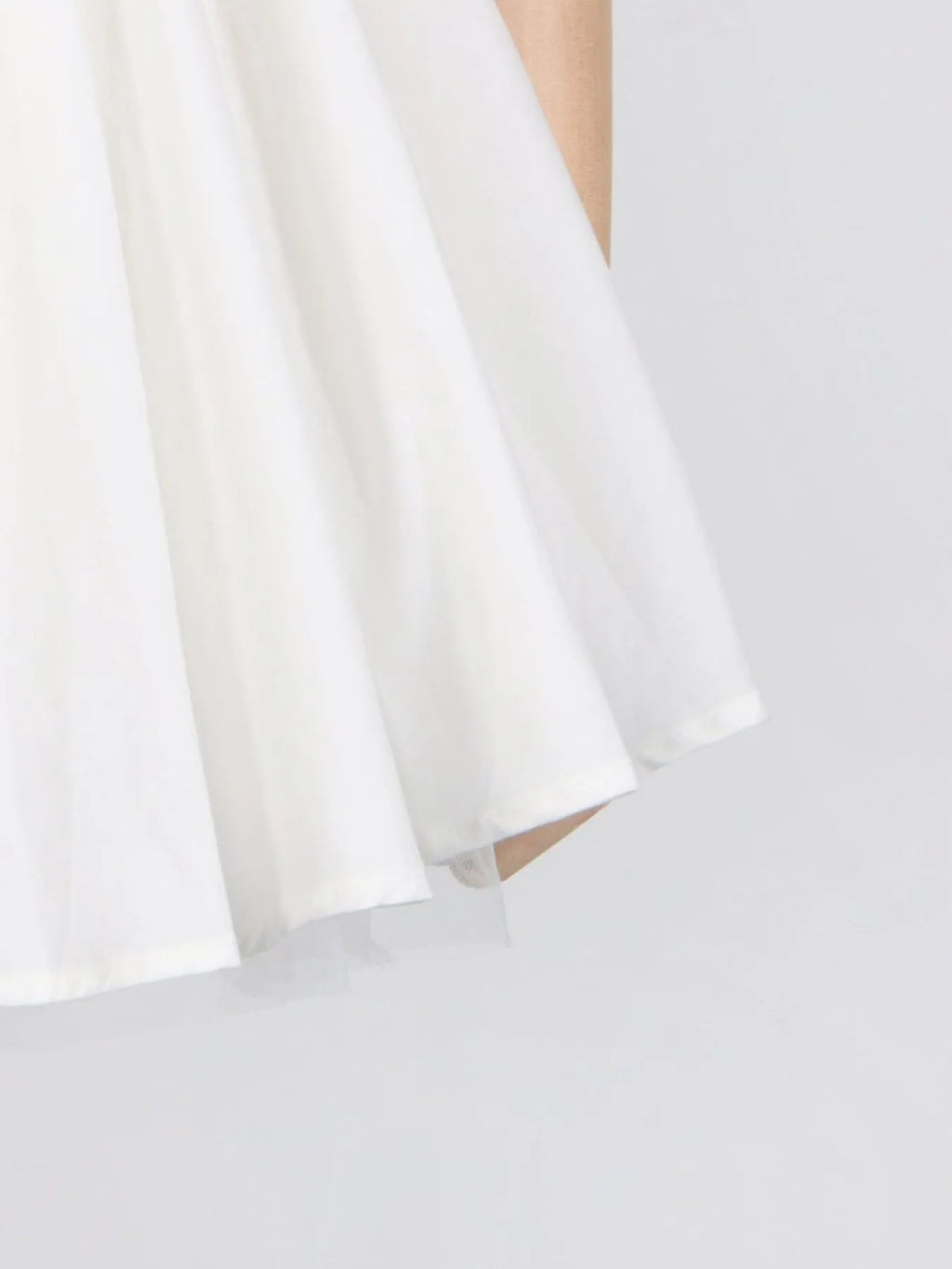 White Deep-V Puff-Sleeve Ruffle Mini Dress