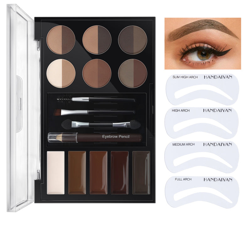 Eyebrow Cream Powder Palette Kit – Brow Powder, Stencil Cards & Brush | Perfect Brows for Beginners & Pros — Prime Trend Market