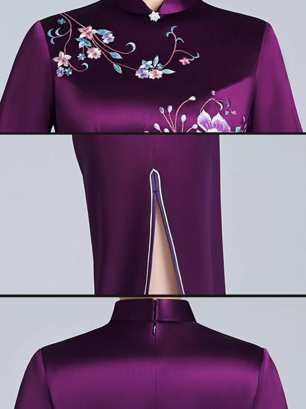 Elea Floral-Embroidered Slim-Fit Cheongsam Dress | M–4XL