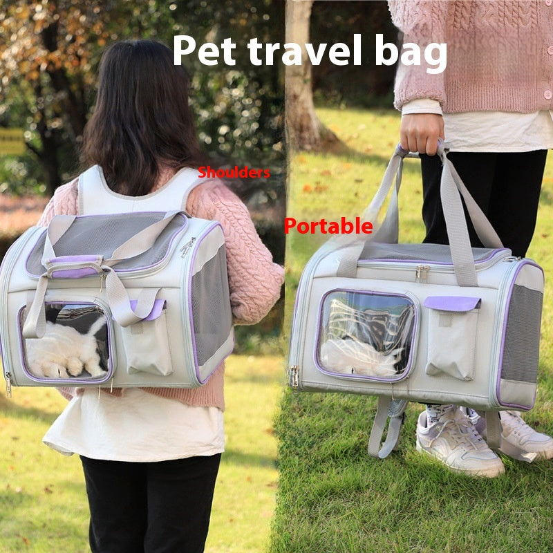 Luxury Foldable Dual-Purpose Pet Shoulder Bag – Cat & Small Dog Carrier — Prime Trend Market
