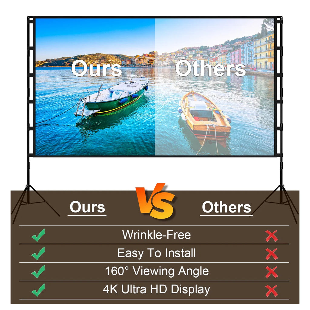 Portable Projector Screen with Stand | 100" & 120" | 4K HD Wrinkle-Free | Backyard Cinema | Indoor Outdoor — Prime Trend Market