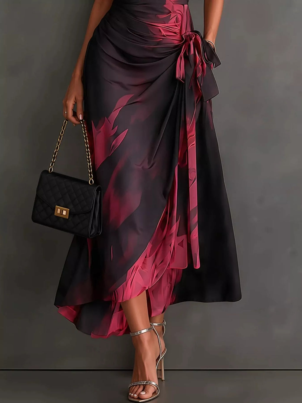 Tie-Detail Surplice Dress