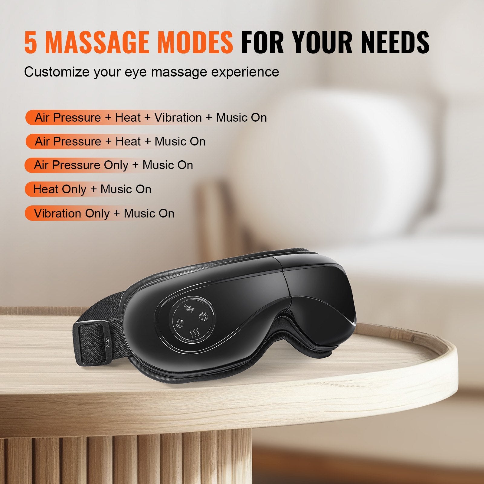 VEVOR Eye Massager with Heat — 5 Modes, Bluetooth Music & Remote Control — Prime Trend Market