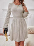 Dust Storm Smocked Round-Neck Long-Sleeve Dress