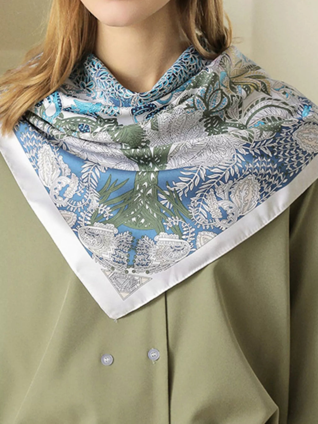 Blue Floral Print Scarf