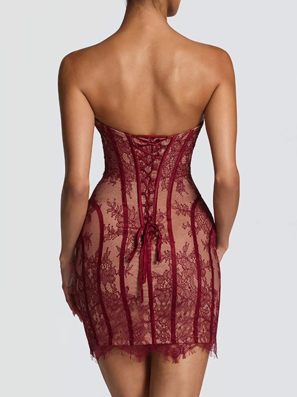 Lace-Detail Tube Mini Dress