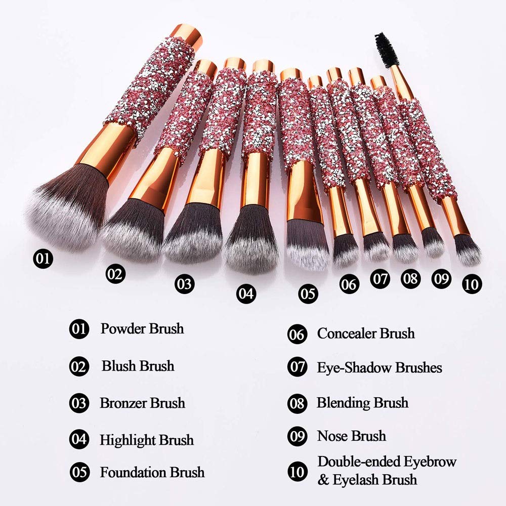 10-in-1 Diamond Inlaid Handmade Luxury Makeup Brush Set — Crystal Clear Edition — Prime Trend Market