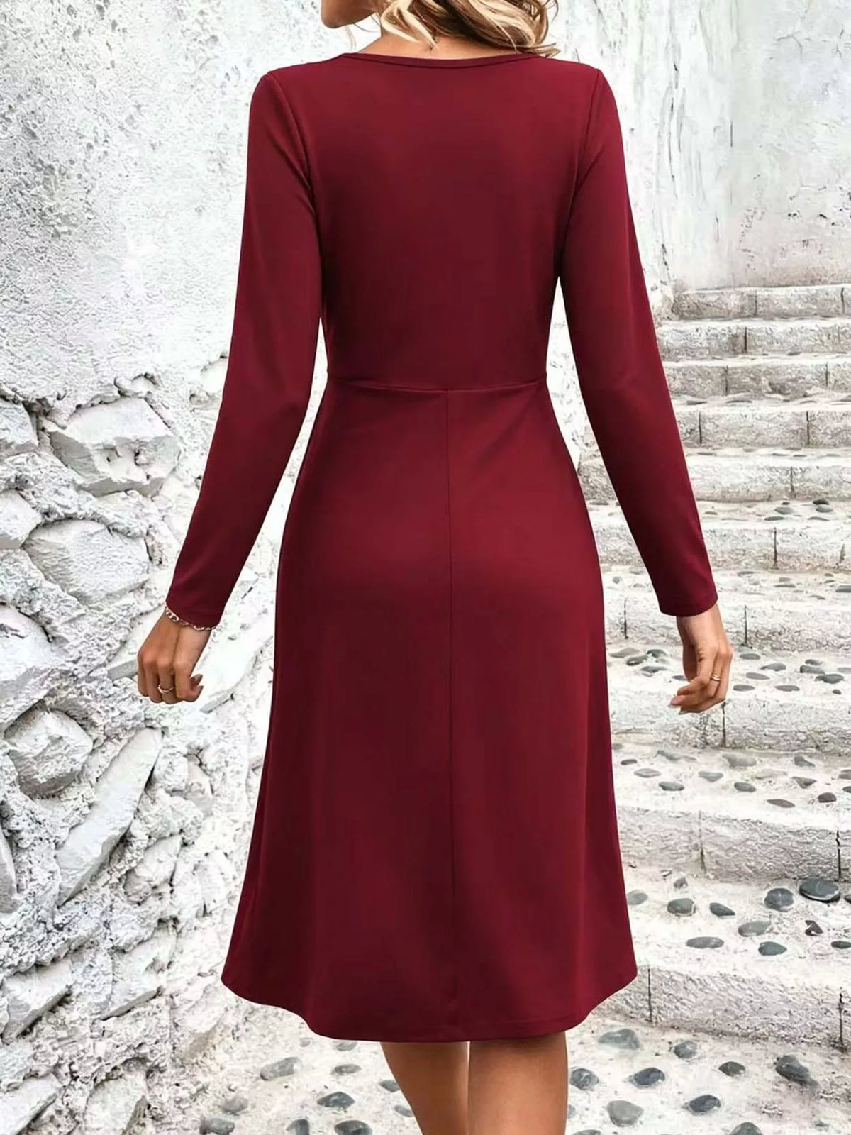 V-Neck Crisscross Ruched Dress, Long-Sleeve & Sleeveless, S–3XL