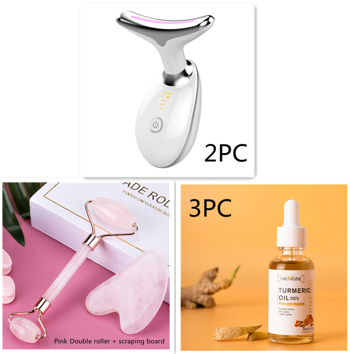 Luxury EMS Neck Lifting & Firming Device — Microcurrent, LED Photon Therapy & Thermal Wrinkle Remover — Eliza & Tuan