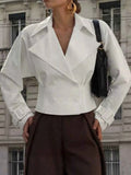White Cropped Double-Breasted Blazer