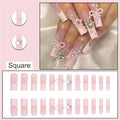 Bow Nail Art Press-On Nails – 24 PCS Long Square Head Shape | Cute Y2K Ribbon Design — Prime Trend Market