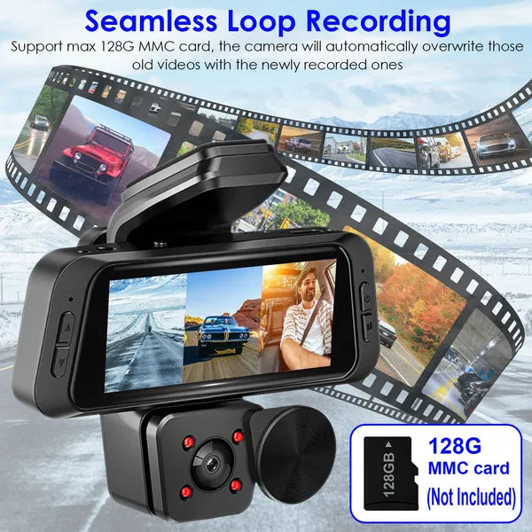 3-Channel WiFi Dash Cam — 1080P Full HD, 170° Wide Angle, IR Night Vision, App Control, 128GB Max — Prime Trend Market