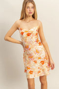 HYFVE Floral Cowl-Neck Satin Mini Dress