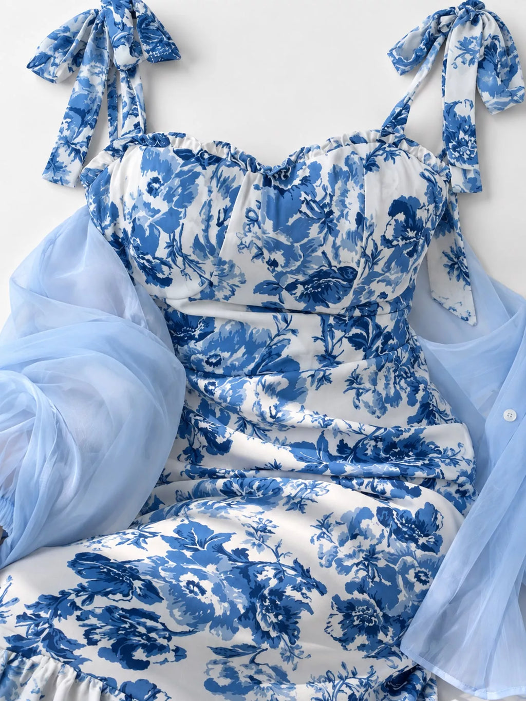 Floral Print Tie-Strap Midi Dress