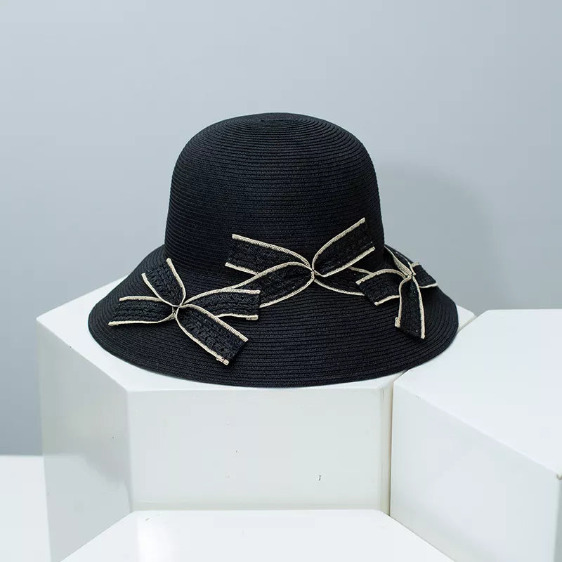 Bowknot Wheat Straw Sun Hat
