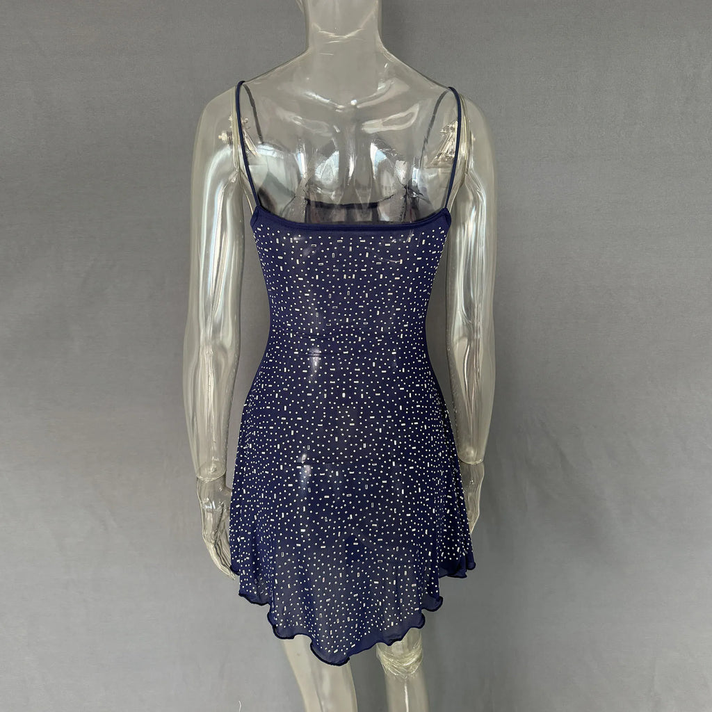 Rhinestone-Detail Mini Cami Dress