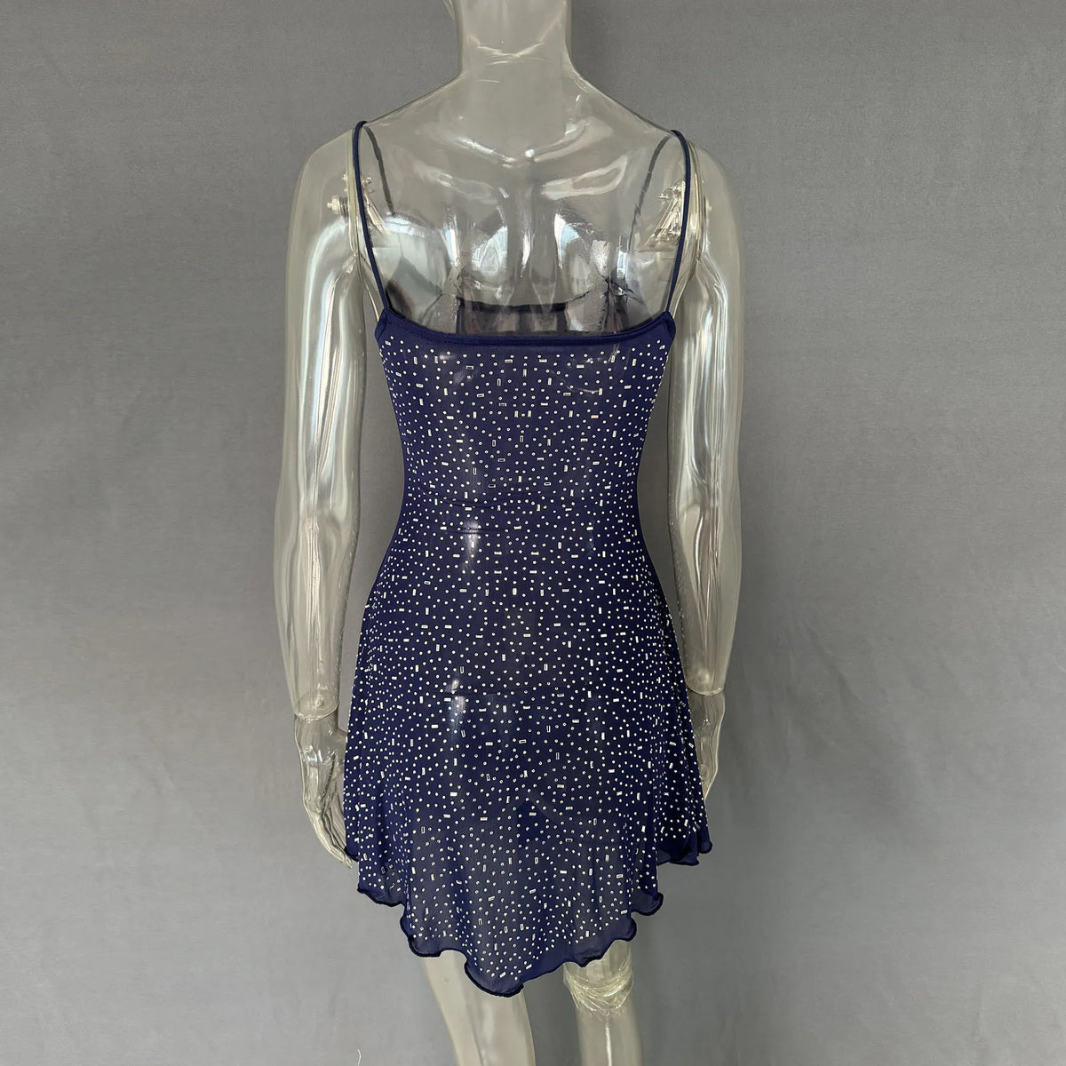 Rhinestone-Detail Mini Cami Dress