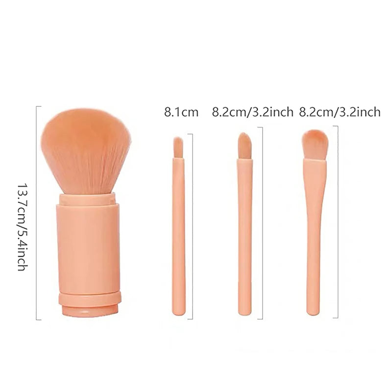 4-in-1 Portable Makeup Brush Set — Travel-Ready Pink Beauty Brushes — Prime Trend Market
