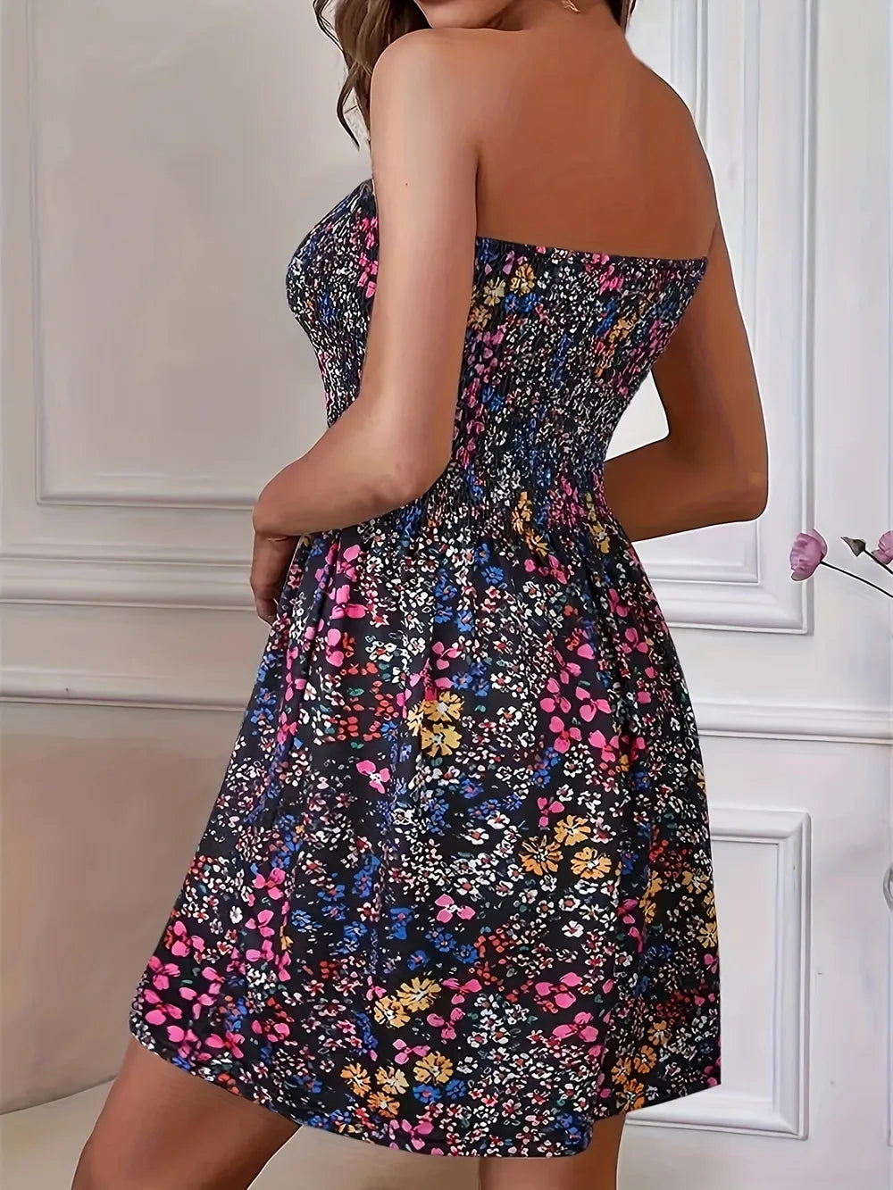 Floral Smocked Strapless Mini Dress | S–3XL