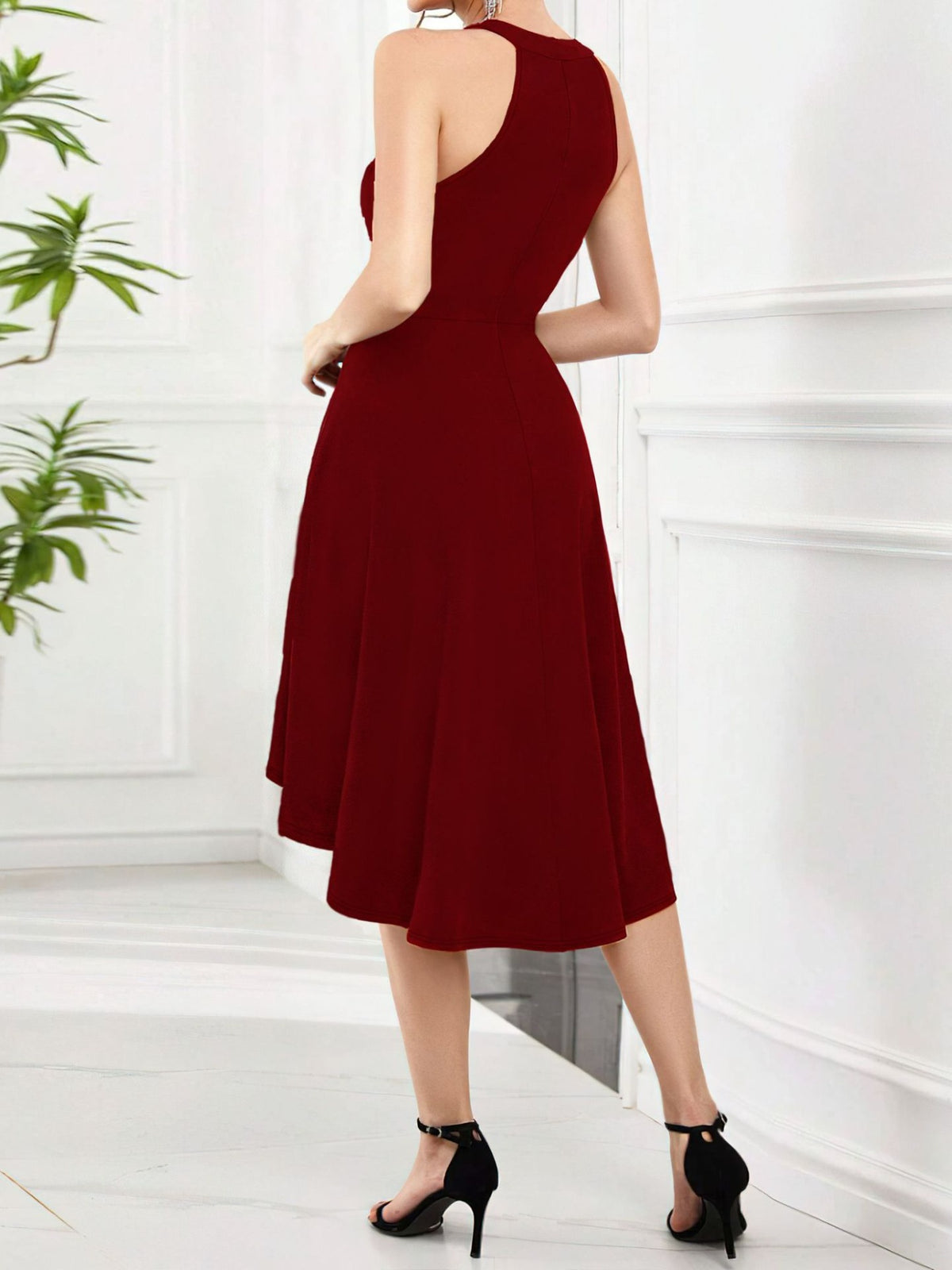 Sleeveless High-Low Hem Dress