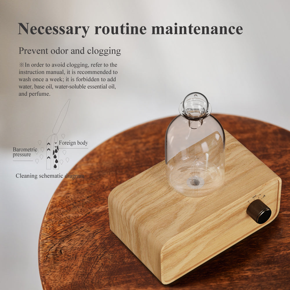 Luxury Waterless Essential Oil Aroma Diffuser — Wood & Glass Scent Machine, Home & Office — Eliza & Tuan