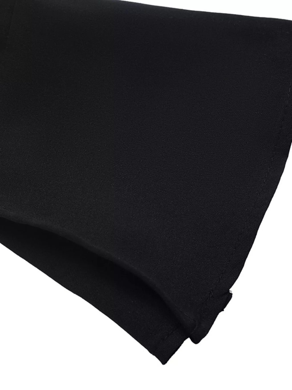 Black Button-Front Flounce-Sleeve Ruched Mini Dress