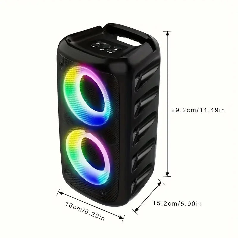 Portable Boombox Wireless Speaker with Disco LED Lights, Subwoofer & Wired Mic — Outdoor Party Speaker — Eliza & Tuan