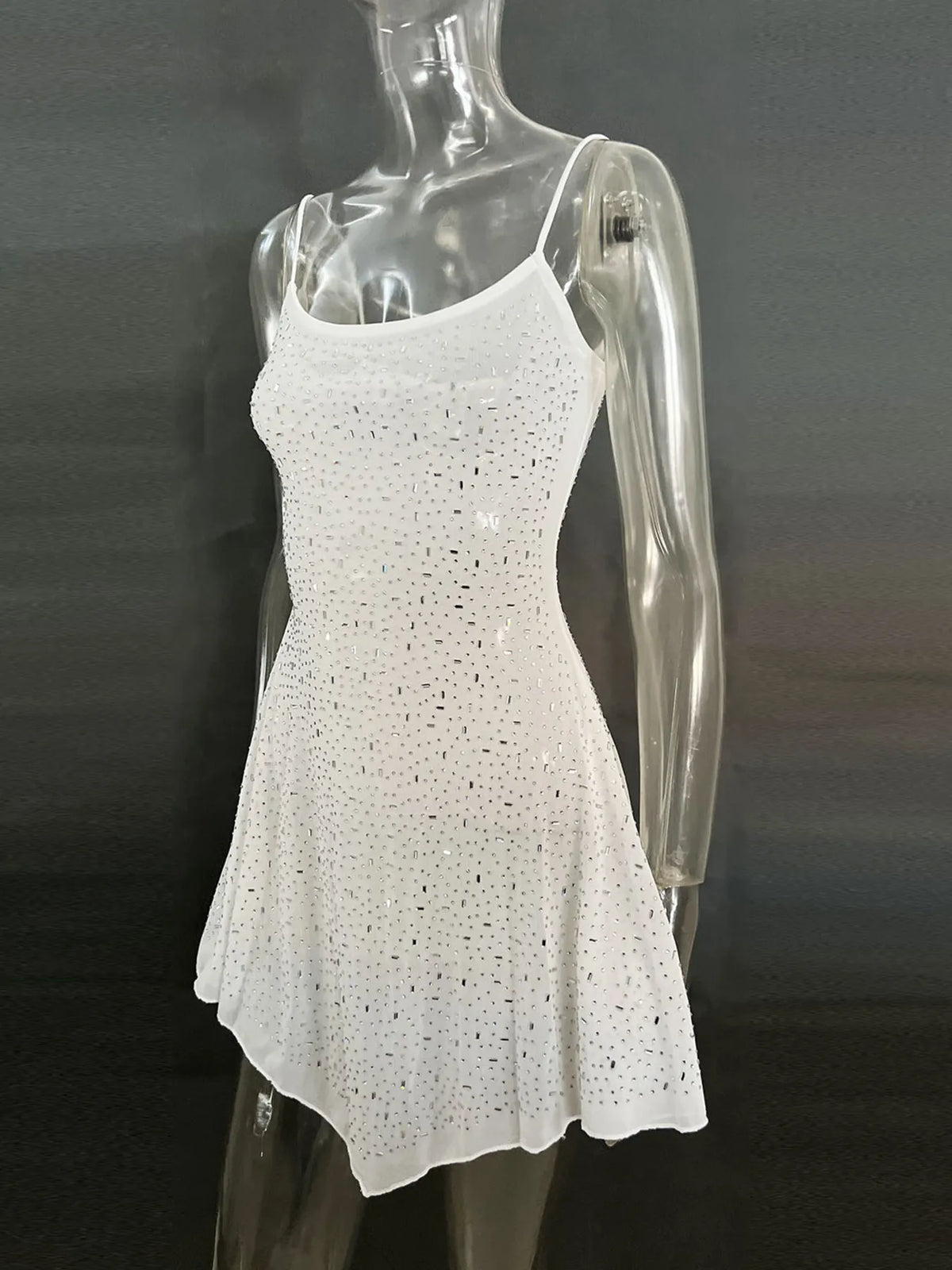 Rhinestone-Detail Mini Cami Dress