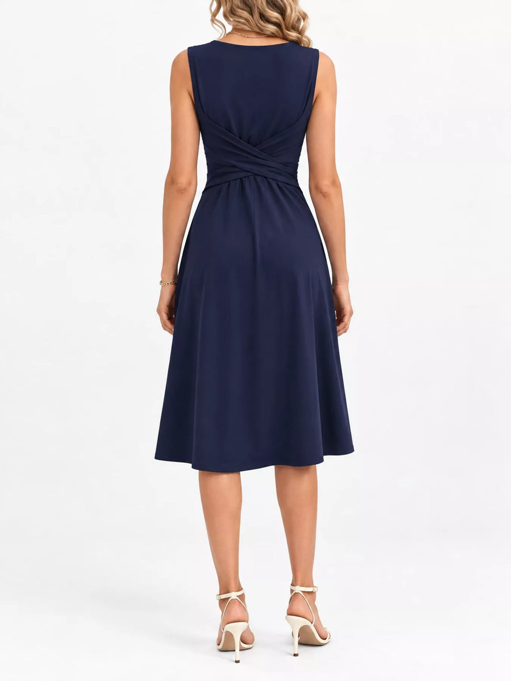 V-Neck Crisscross Ruched Dress, Long-Sleeve & Sleeveless, S–3XL