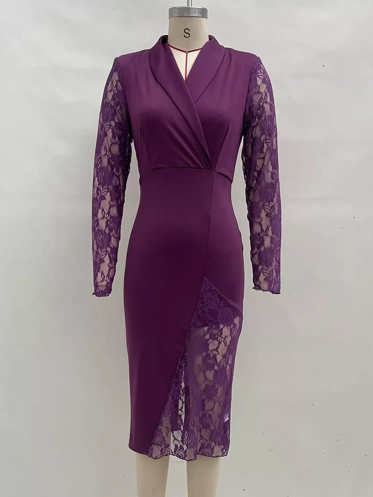 Lace-Sleeve Blazer Dress