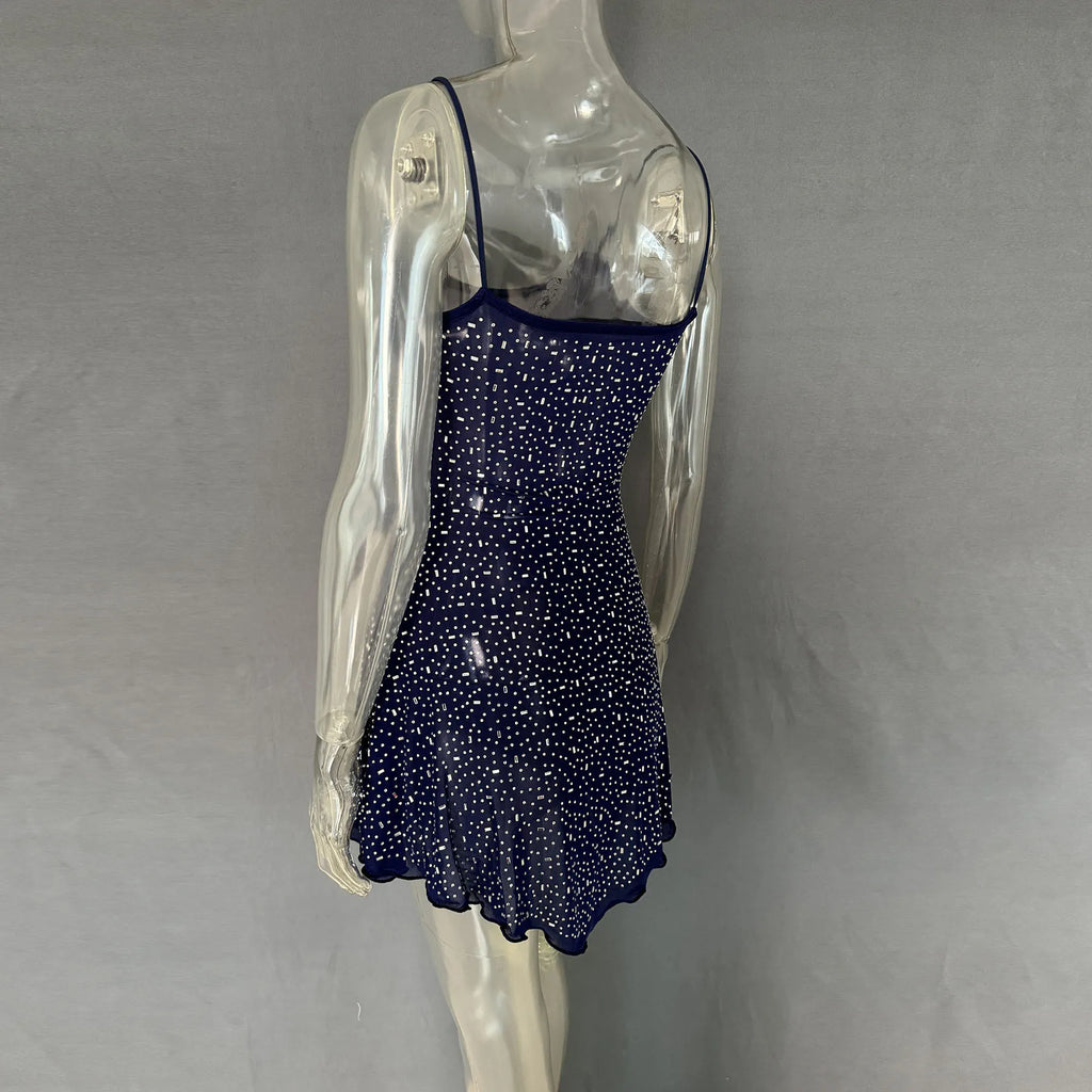 Rhinestone-Detail Mini Cami Dress
