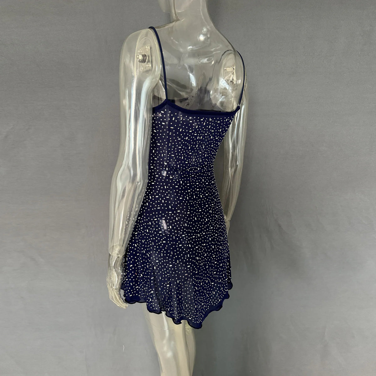 Rhinestone-Detail Mini Cami Dress