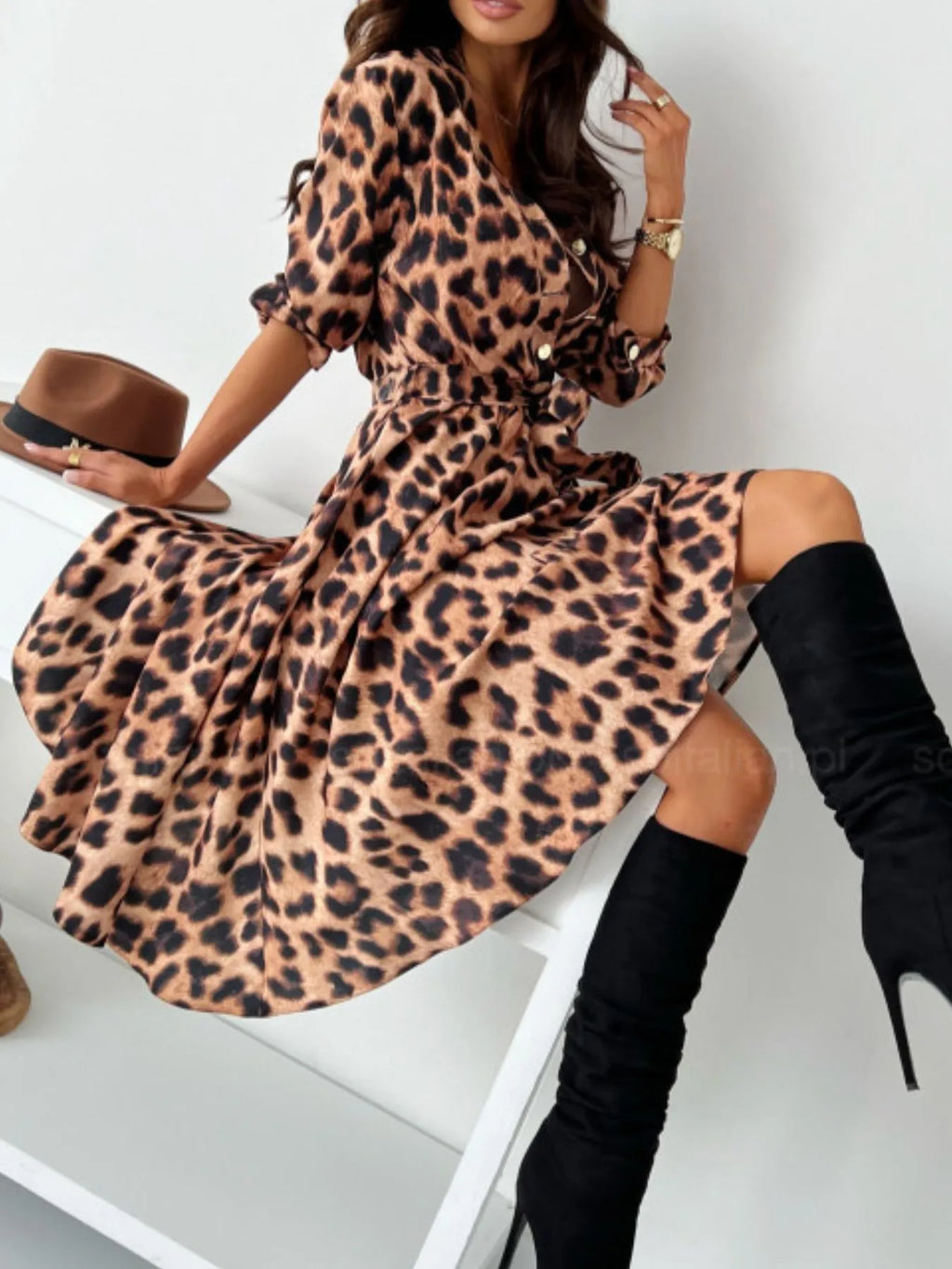 Printed Tie-Waist Midi Dress | S–2XL