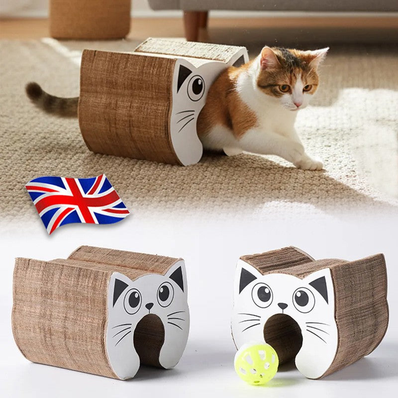 PawKurl Accordion Cat Scratcher Toy – 3-in-1 Honeycomb Scratcher, Bell Ball Track & Cat Bed — Prime Trend Market