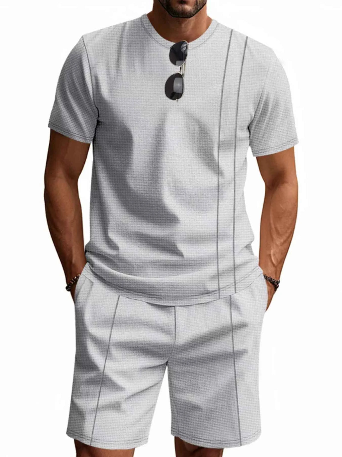 Men’s Striped Short-Sleeve T-Shirt & Shorts Set