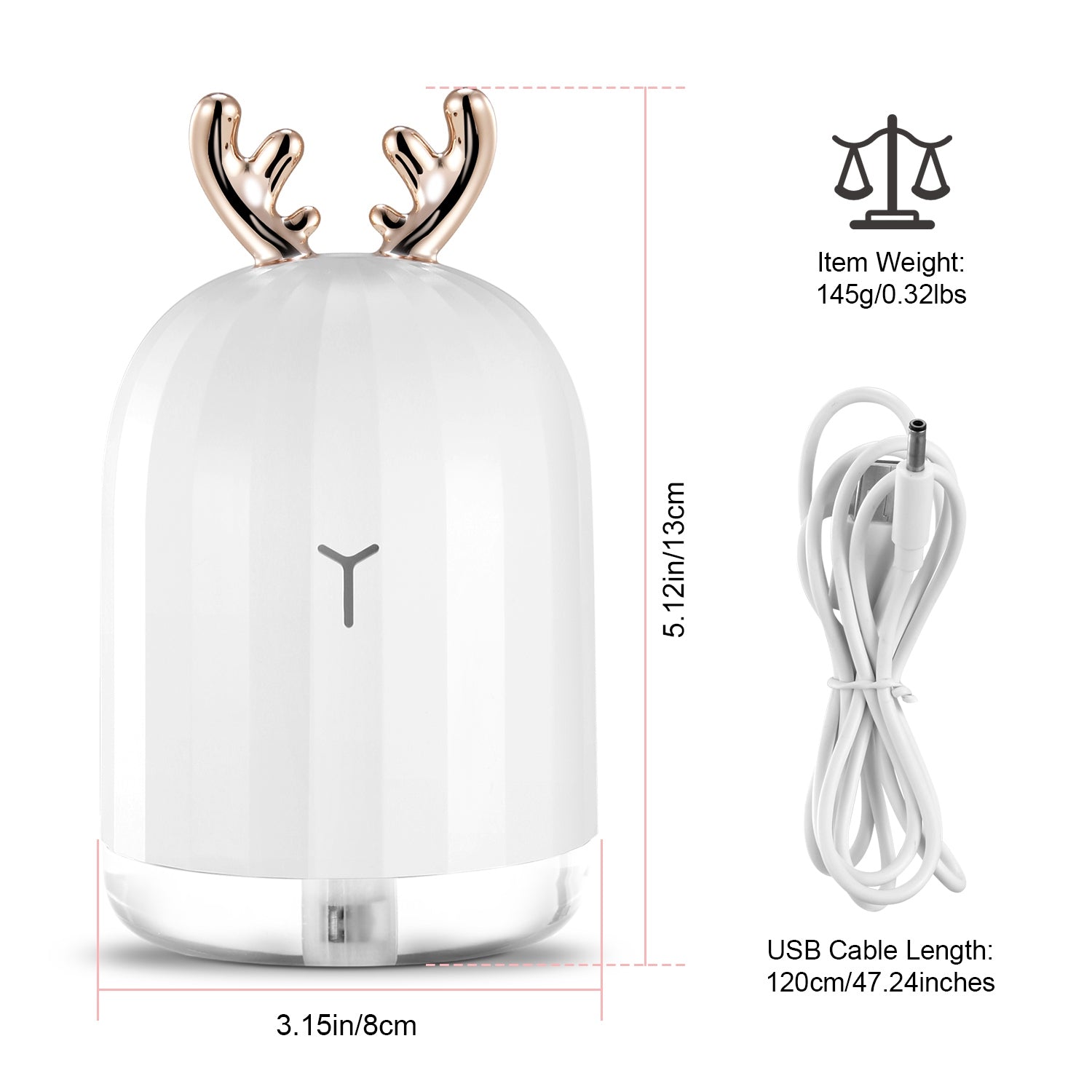 220ml Cool Mist Humidifier with 7-Color Breathing Lights — Ultrasonic Air Diffuser | Auto Shut-Off | Pink Rabbit & White Deer — Prime Trend Market