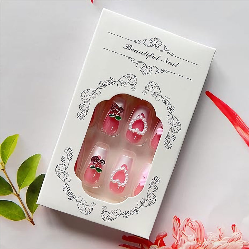 Cherry Bow Press-On Nails – 24 PCS Long Square Head Shape | Summer Y2K Fruit Design — Prime Trend Market