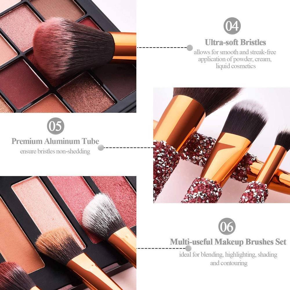10-in-1 Diamond Inlaid Handmade Luxury Makeup Brush Set — Crystal Clear Edition — Prime Trend Market