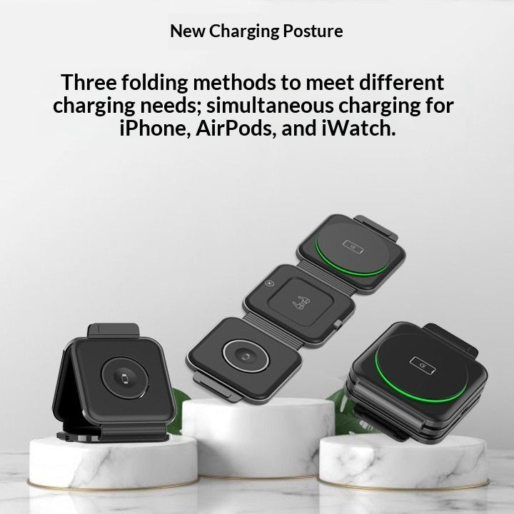 Magnetic 3-in-1 Foldable Wireless Charger — iPhone, Apple Watch & AirPods — Prime Trend Market