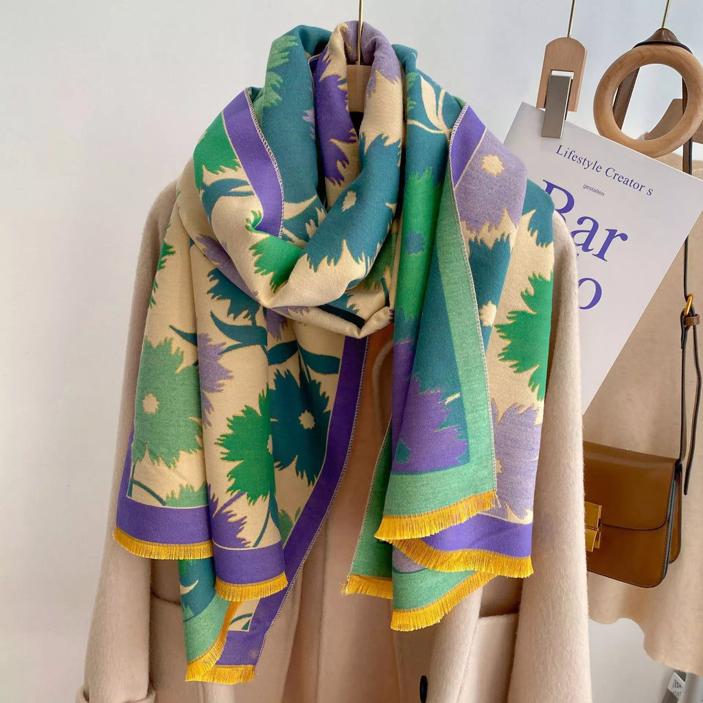 Floral-Print Polyester Scarf