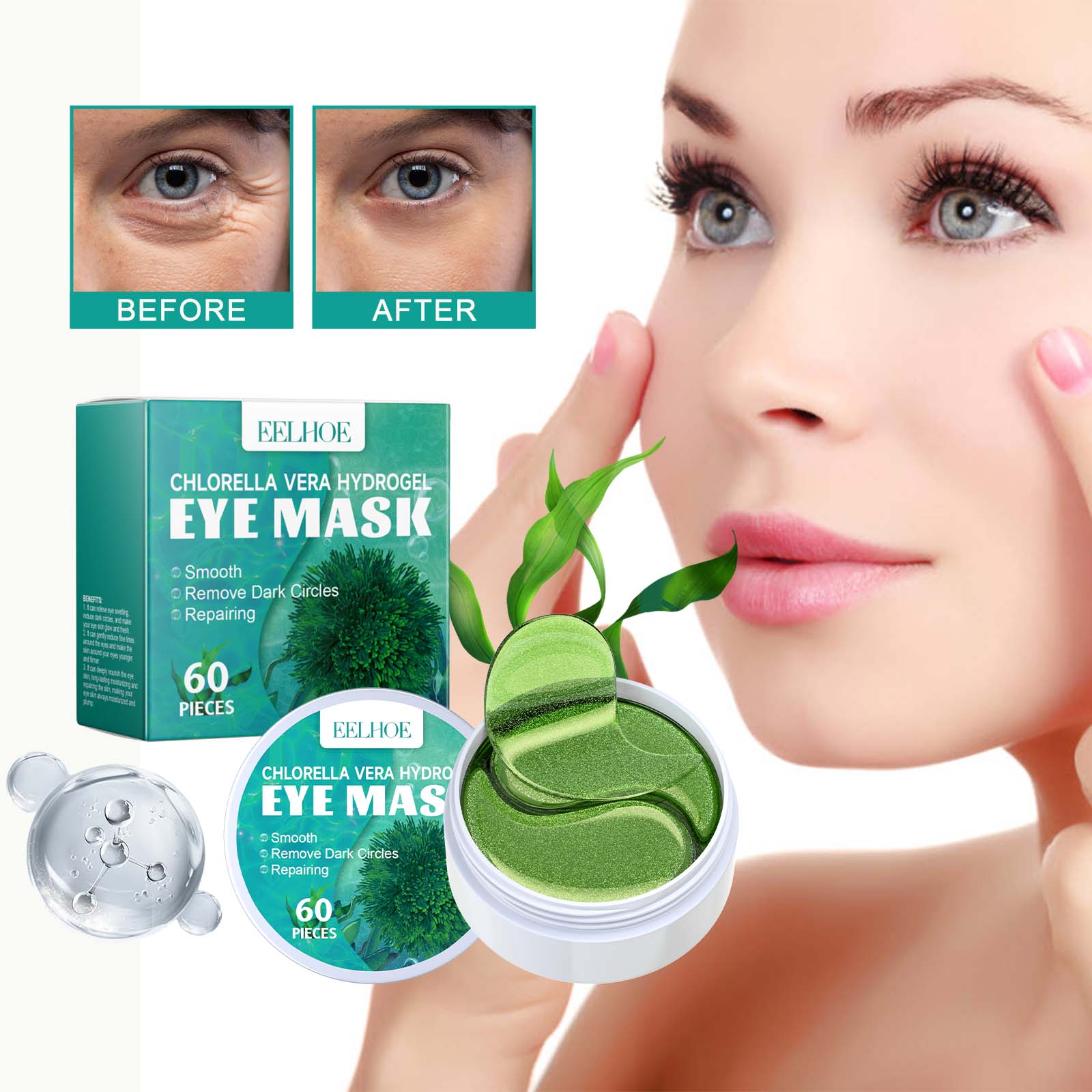 EELHOE Chlorella Vera Hydrogel Eye Mask — Dark Circles, Puffiness & Fine Lines — Prime Trend Market