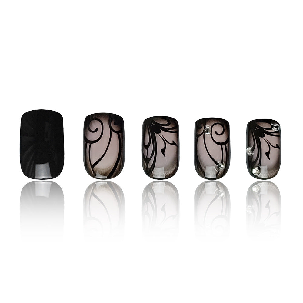 Dark Vine Black Press-On Nails — Gothic Wearable Fake Nails | Jelly Glue Included — Prime Trend Market