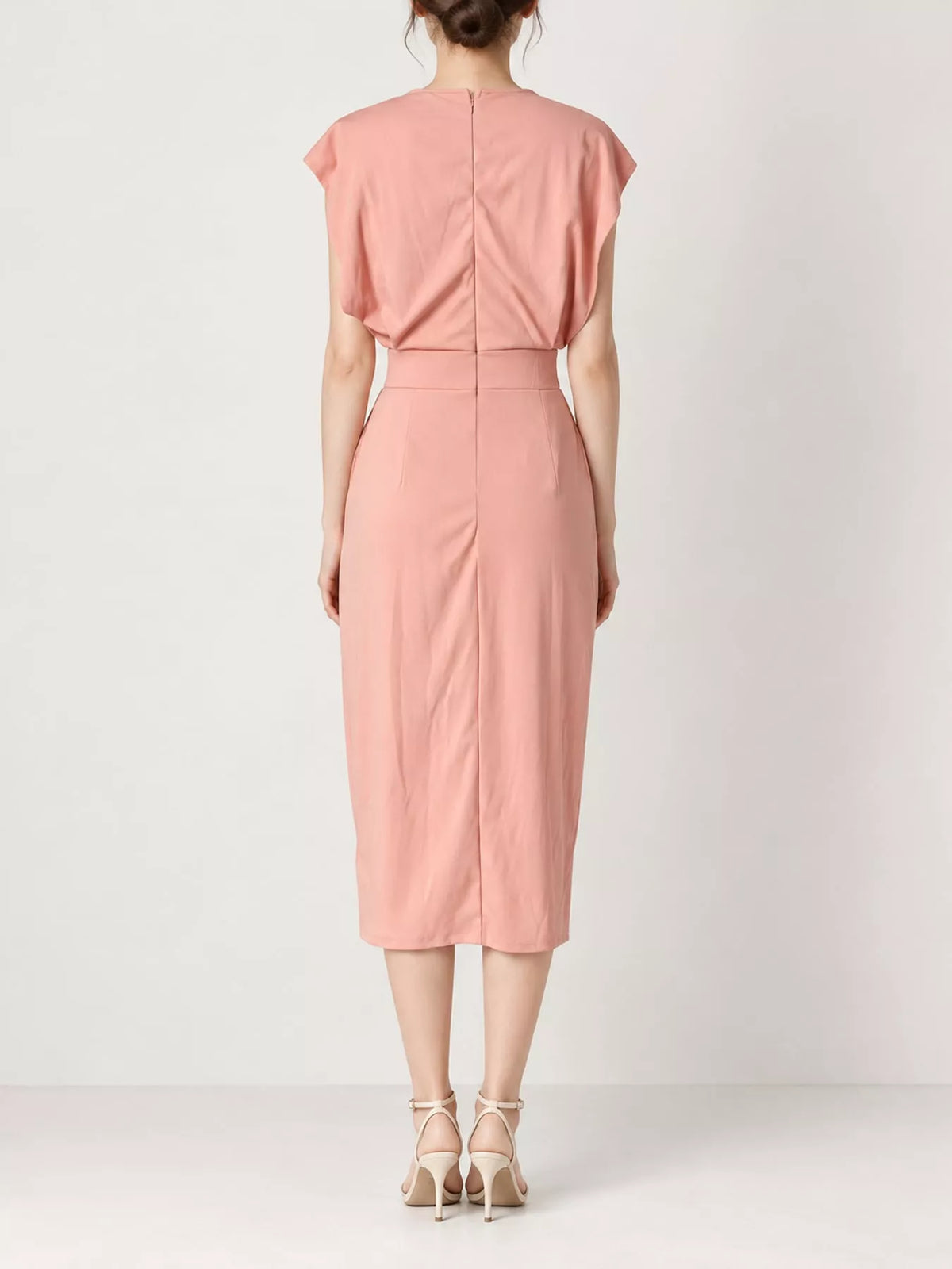 Sleeveless Gold-Tone Button-Detail Midi Dress