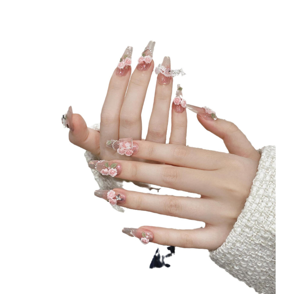 Handmade UV Butterfly Nail Patches — Long Ladder Press-On Nails XS-L — Prime Trend Market