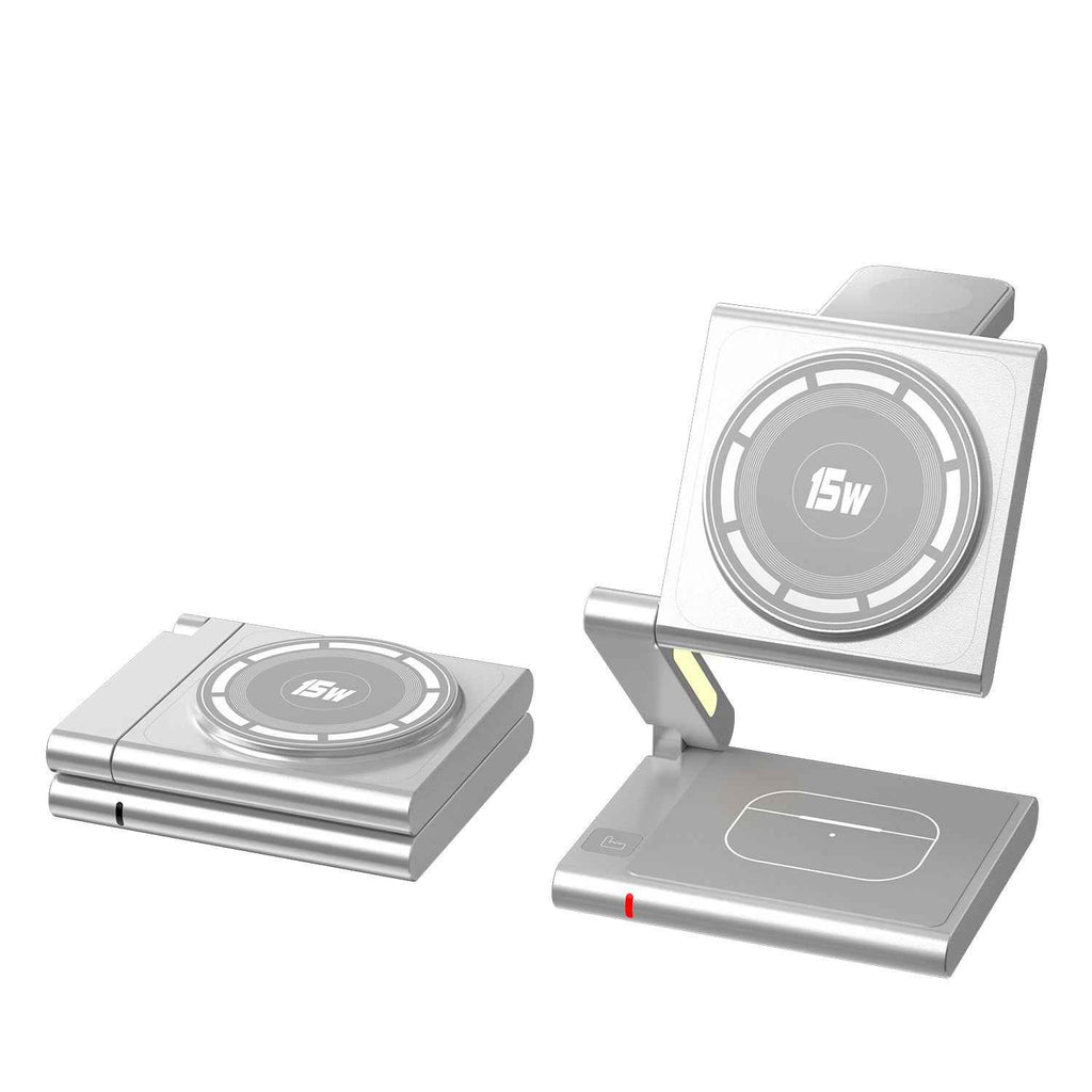 3-in-1 Folding Wireless Charger — Phone, Watch & Earbuds