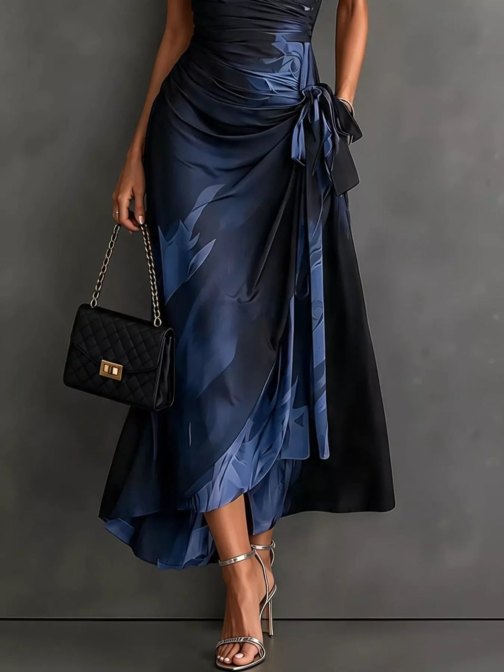 Tie-Detail Surplice Dress