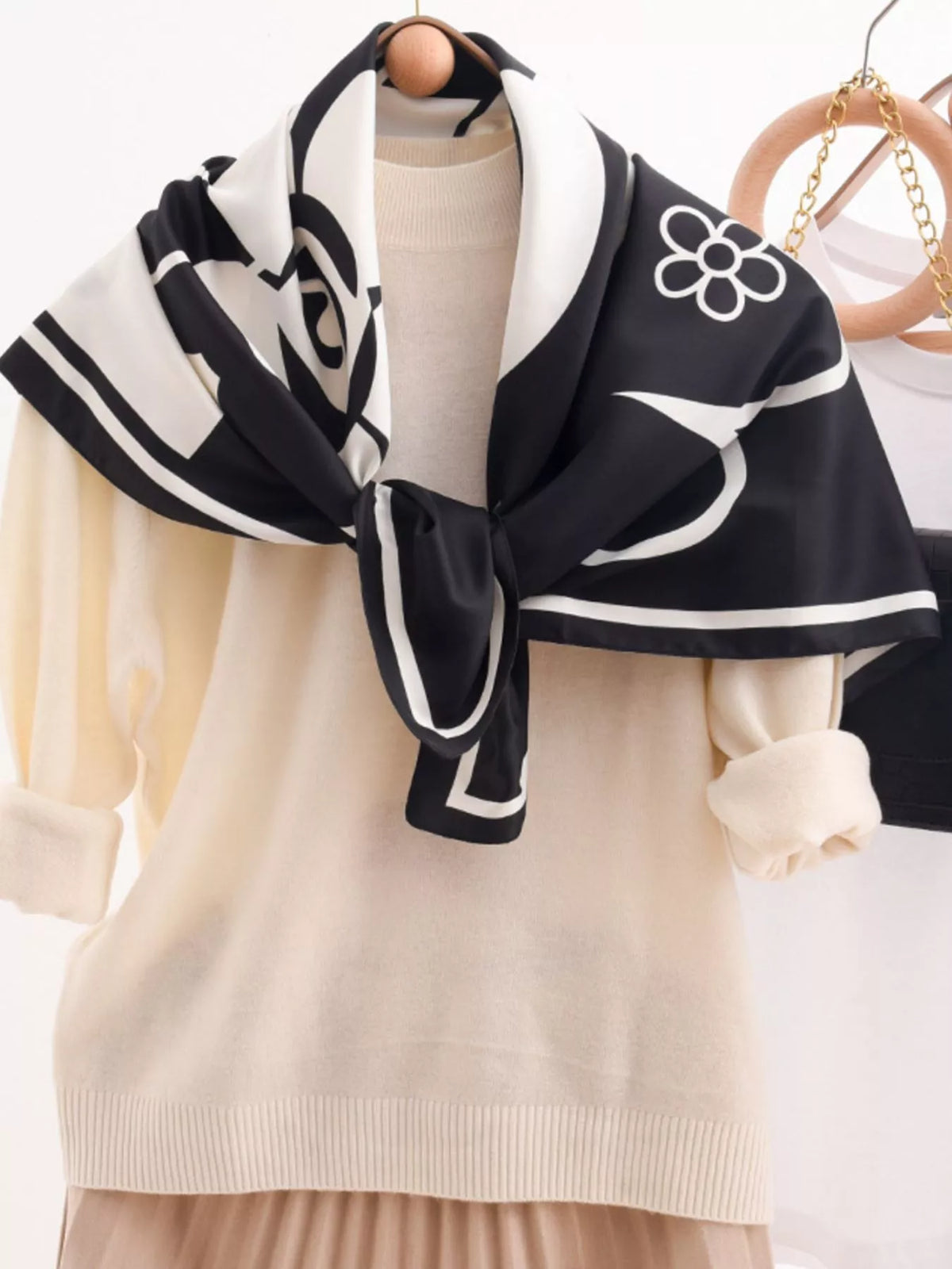 Flower Print Square Scarf
