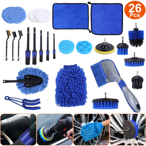 26-Piece Professional Car Detailing Kit – Drill Brushes, Buffing Pads & Interior/Exterior Brushes — Prime Trend Market