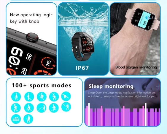 SmartWatch 1.83" BT Fitness Tracker — Heart Rate, Sleep Monitor, BT Calling | Pink & Silver — Prime Trend Market